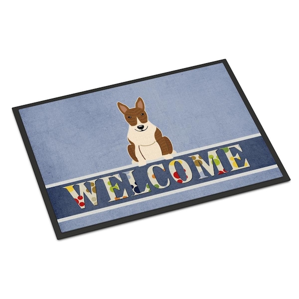 Carolines Treasures 18 x 27 in. Bull Terrier Brindle Welcome Indoor or Outdoor Mat BB5718MAT - main